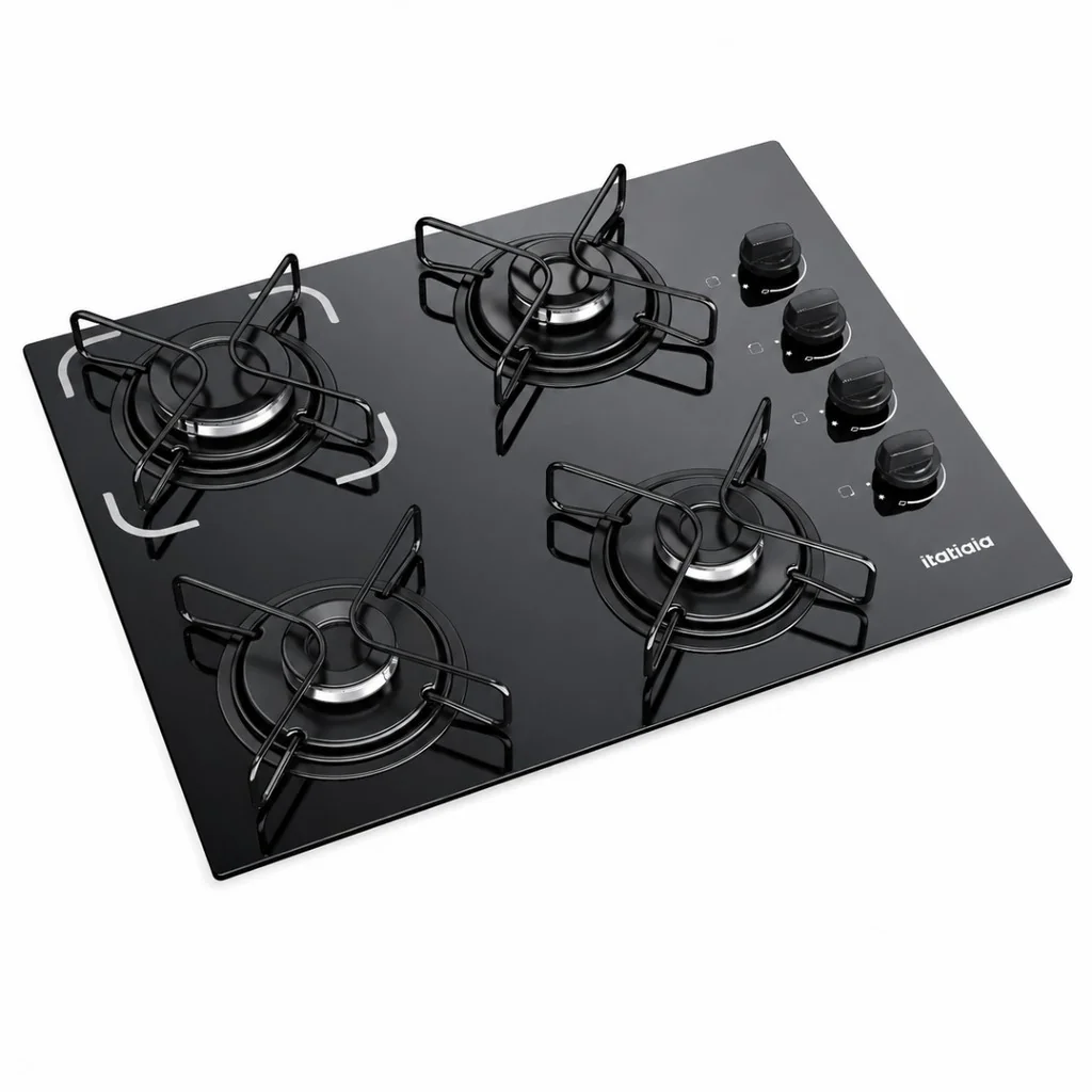 Cooktop Essencial 4 Bocas Mesa Vidro Preto Bivolt Itatiaia