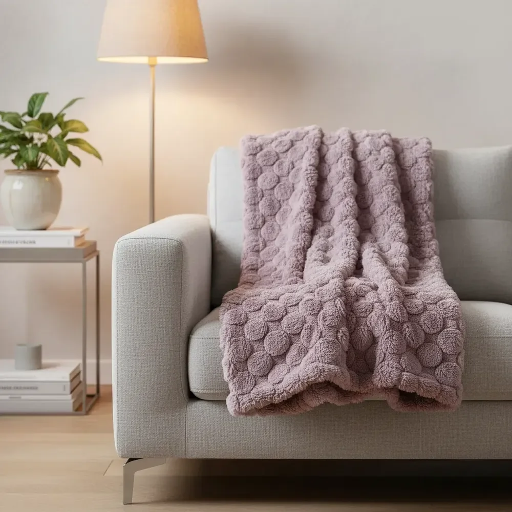 Manta Solteiro Sofa Infantil Bubbles Microfibra 1,30 X 1,50m Bubbles 550 G Rosa