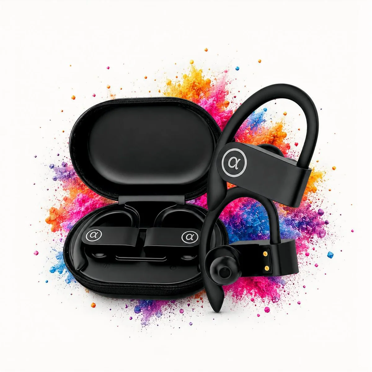 Fone de Ouvido Bluetooth 5.4, IPX5 à Prova D'Água, 15h de Bateria, Com Microfone Embutido. Design Esportivo Ergonômico Ideal Para Esportes Corridas Atividades Físicas Videogame IPhone Android Premium