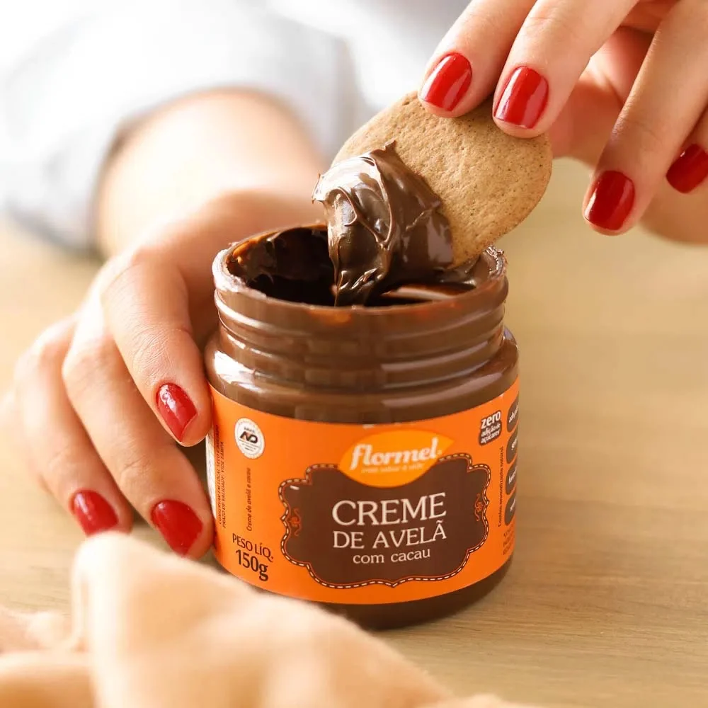 Creme De Avelã Zero Açúcar Sem Gluten Chocolate Doce Fit Cacau 150g Receitas Recheios Saudável