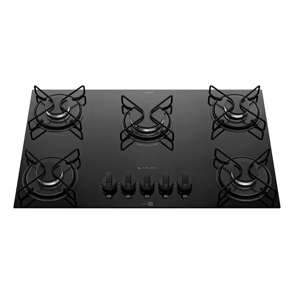 Cooktop 5 Bocas A Gás Atlas Agile Up Mega Chama Preto 127/220v