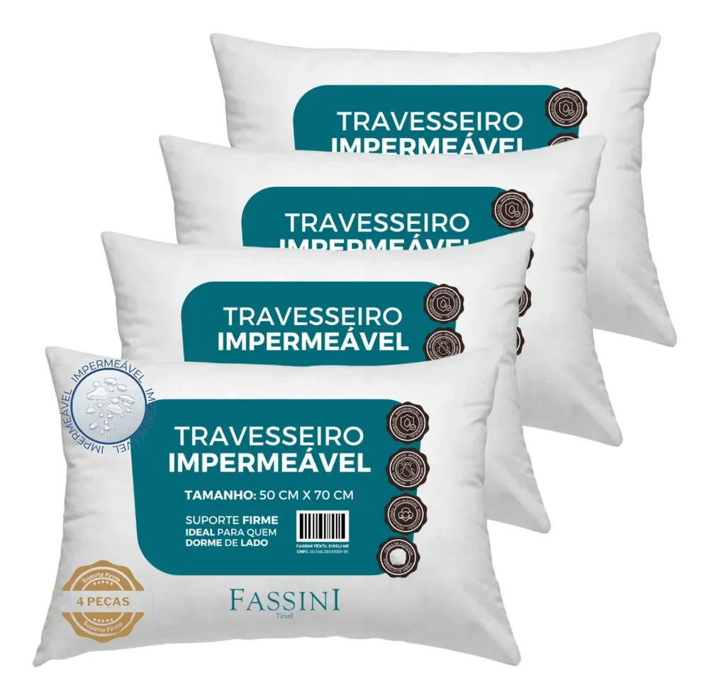 4 Travesseiros Antialérgico Impermeável 50x70