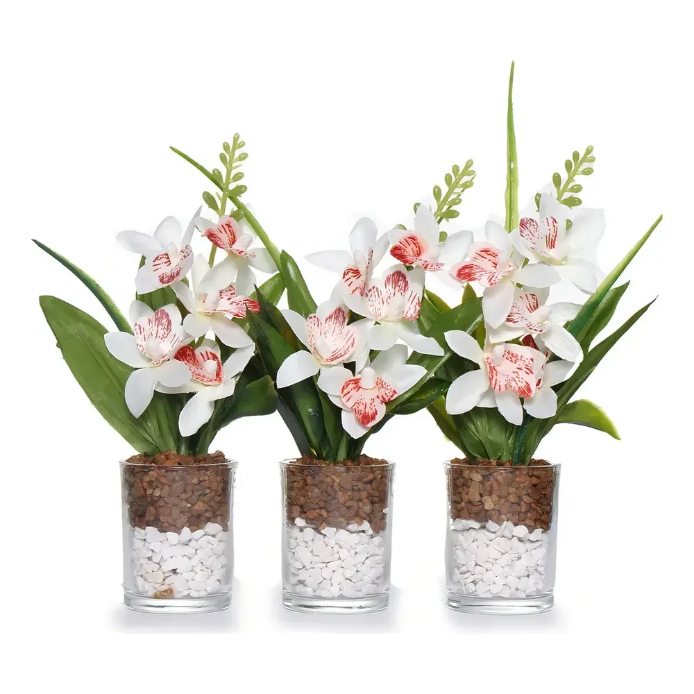 Plantas Decorativas Kit Com 3 Vasinhos Arranjo Artificial Branco