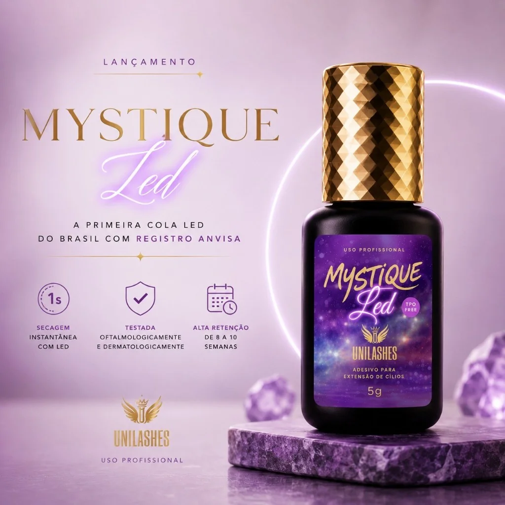 Cola UV LED Para Extensão De Cílios Mystique Unilashes 5g Profissional