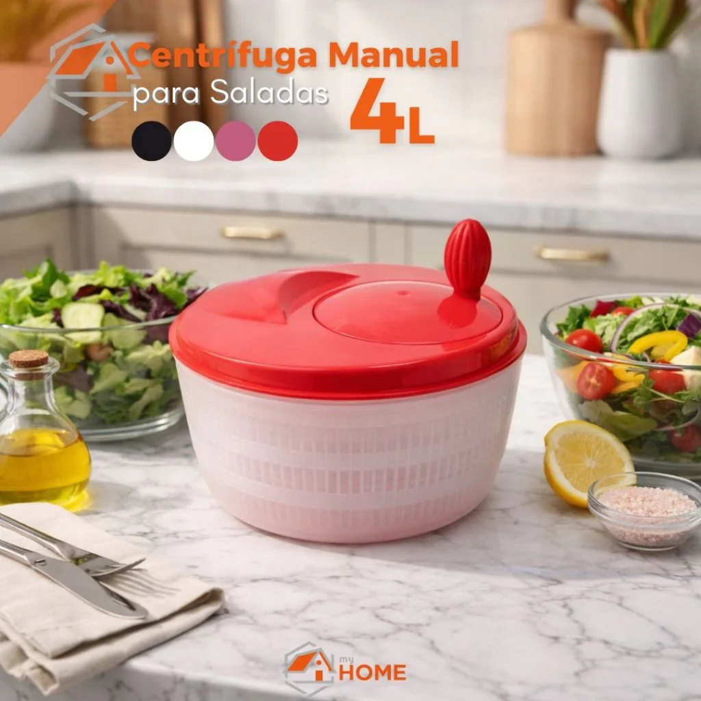 Centrífuga para Salada Secadora de Verduras Manual 4 Litros Secagem Rápida Várias Cores
