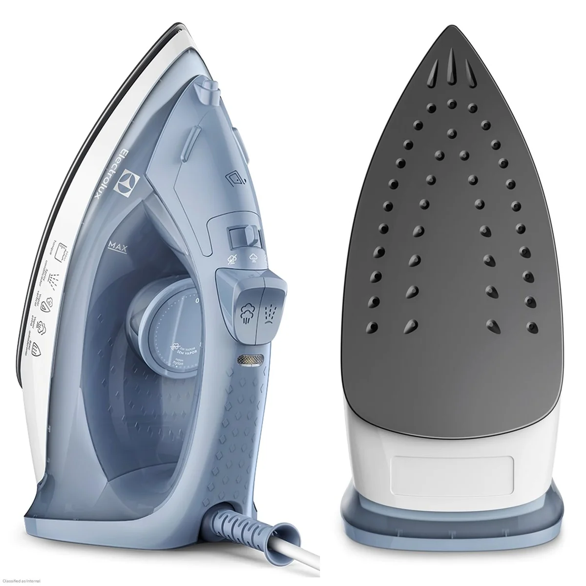 Ferro de passar seco e vapor Electrolux base antiaderente vapor vertical extra 1200W cabo 1,35m azul ESI10 127v