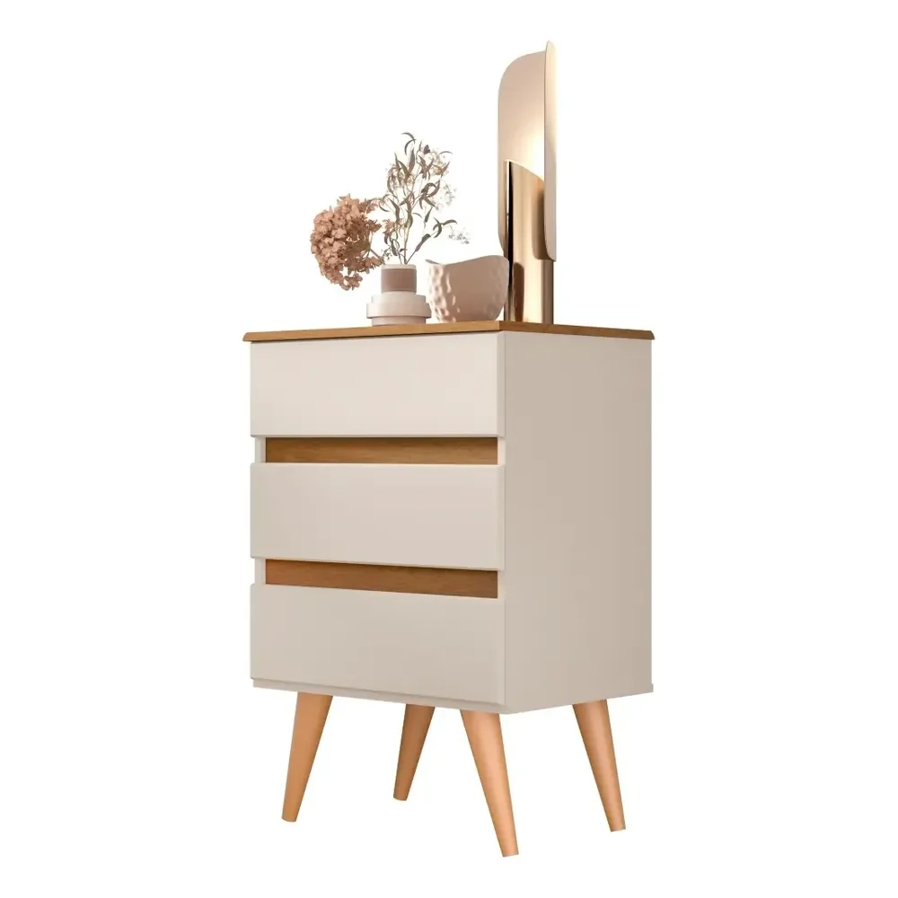 🧡 Mesa De Cabeceira Roma Criado Moderno Para Quarto  3 Gavetas
