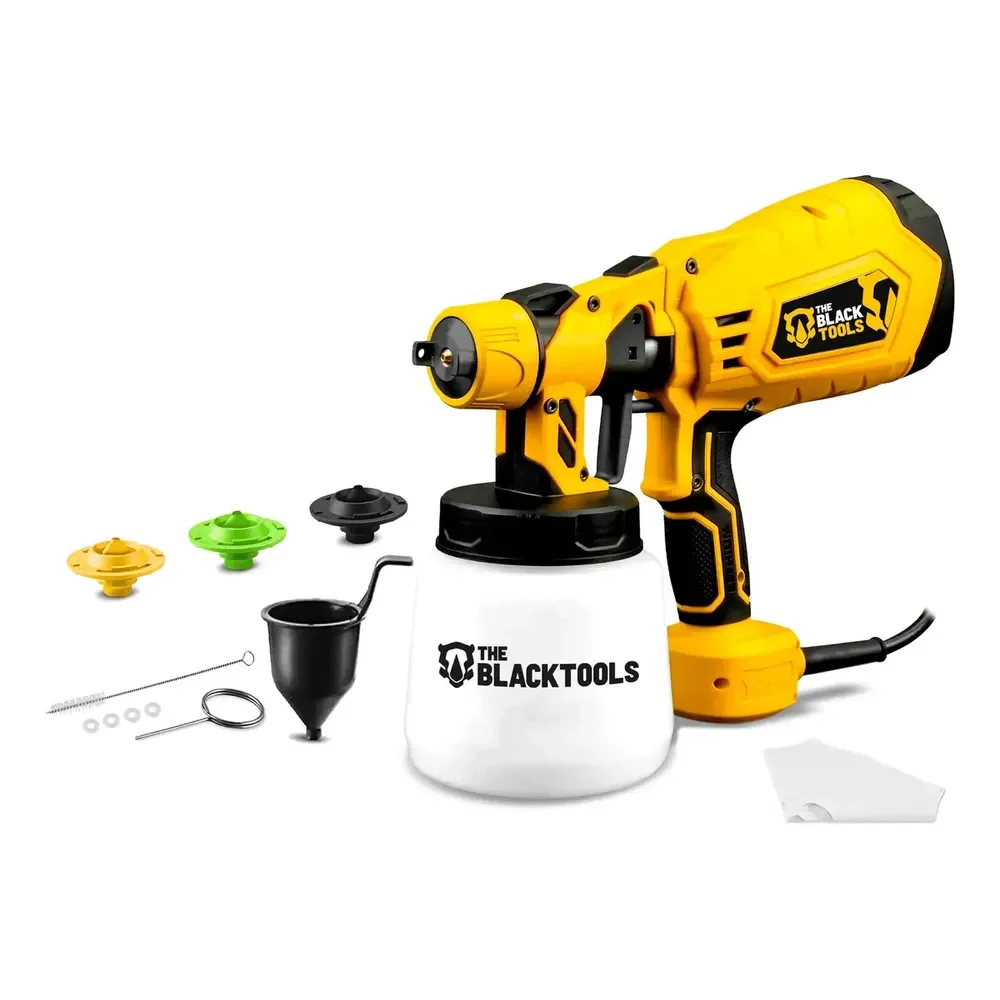 Pistola De Pintura E Pulverizadora Elétrica Portátil Hvlp 1.250l C/5 Bicos E Acessórios 600w Tpp150 The Black Tools +1 mil vendidos