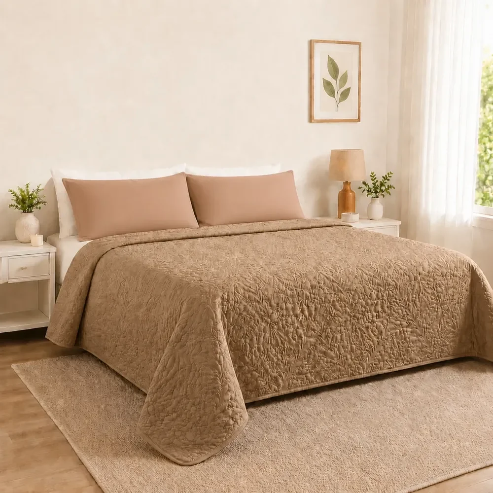 Colcha Casal Florelly Multicor 180 Fios Slim Avulso + Brinde Avela Liso