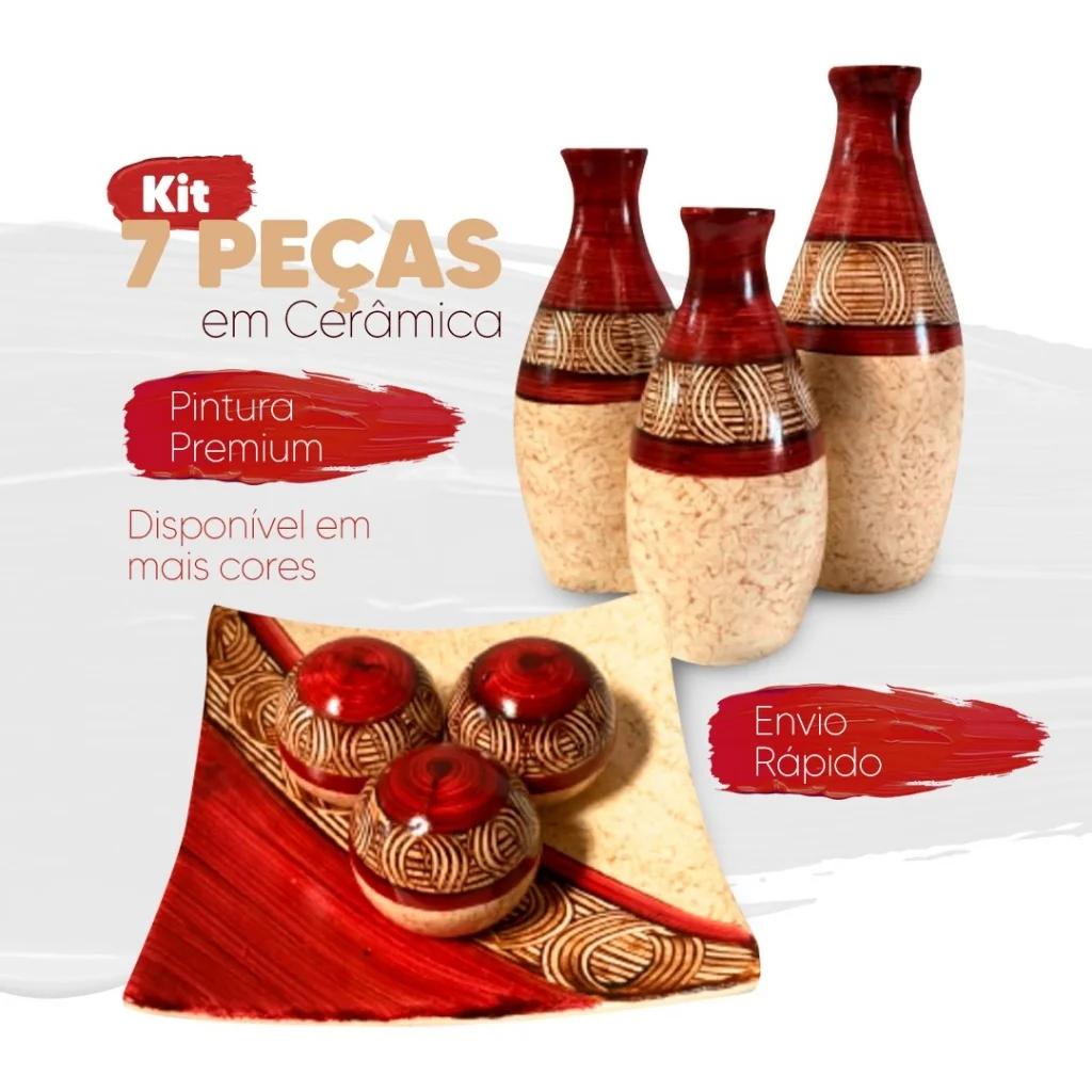 Conjunto Enfeite Ceramica Decoração Sala Rack Centro de Mesa  Estante Decorativo Cores