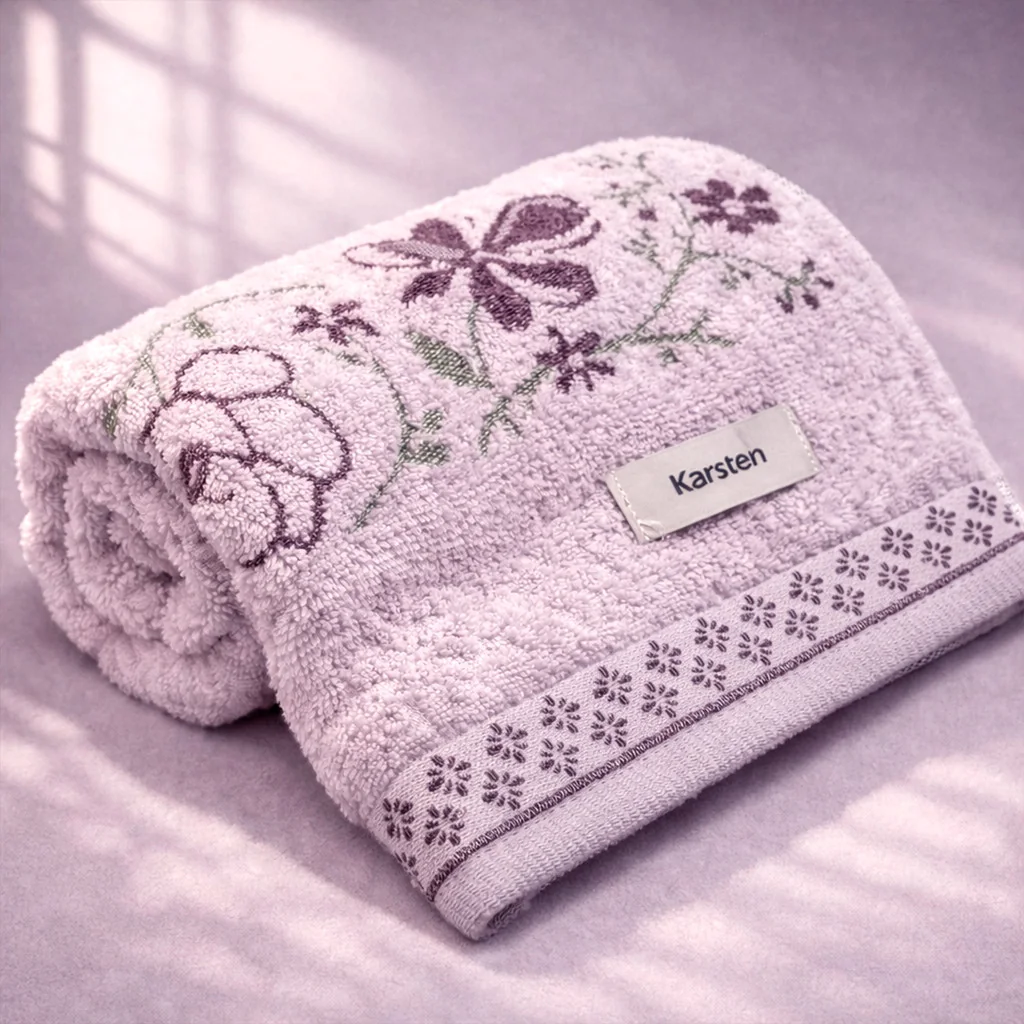 Toalha de Banho Karsten Yuna 100% Algodão - Barra Floral Brilho Grossa Macia Antipilling - 70 x 135
