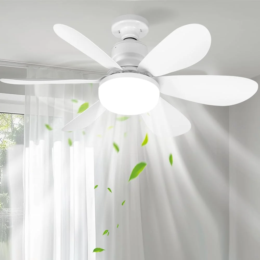 Ventilador de Teto（52 * 18,5 cm）, Lâmpada Led com Ventilador de Controle 80w E27 100-240v, Ventilador de Teto com Controle Remoto, Ventilador Teto, Silencioso e Inteligente com Controle Remoto