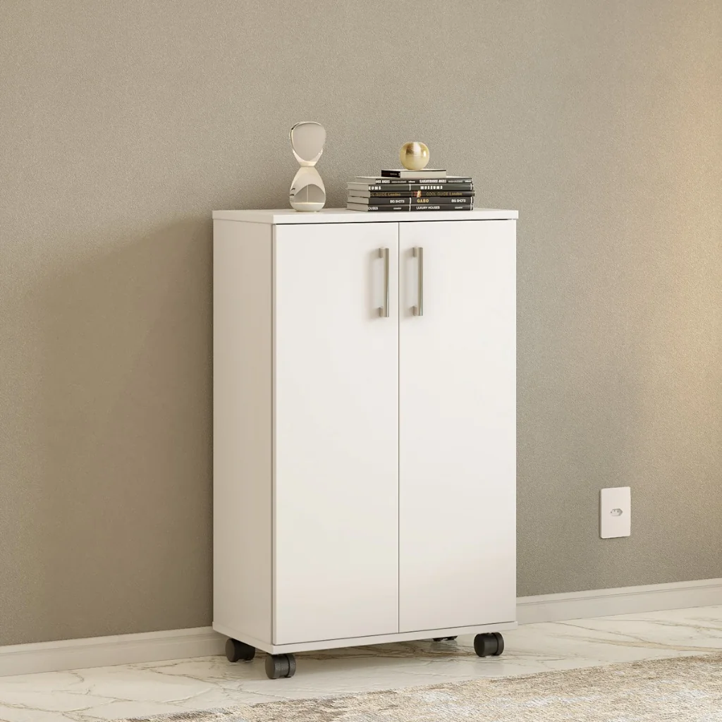 Armário Multiuso 96cm com Rodas 2 Portas | Lavanderia/Cozinha/Quarto | FULL