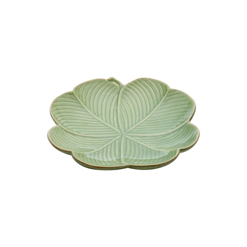 Prato Decorativo de Cerâmica Banana Leaf 20x20x3cm - Lyor