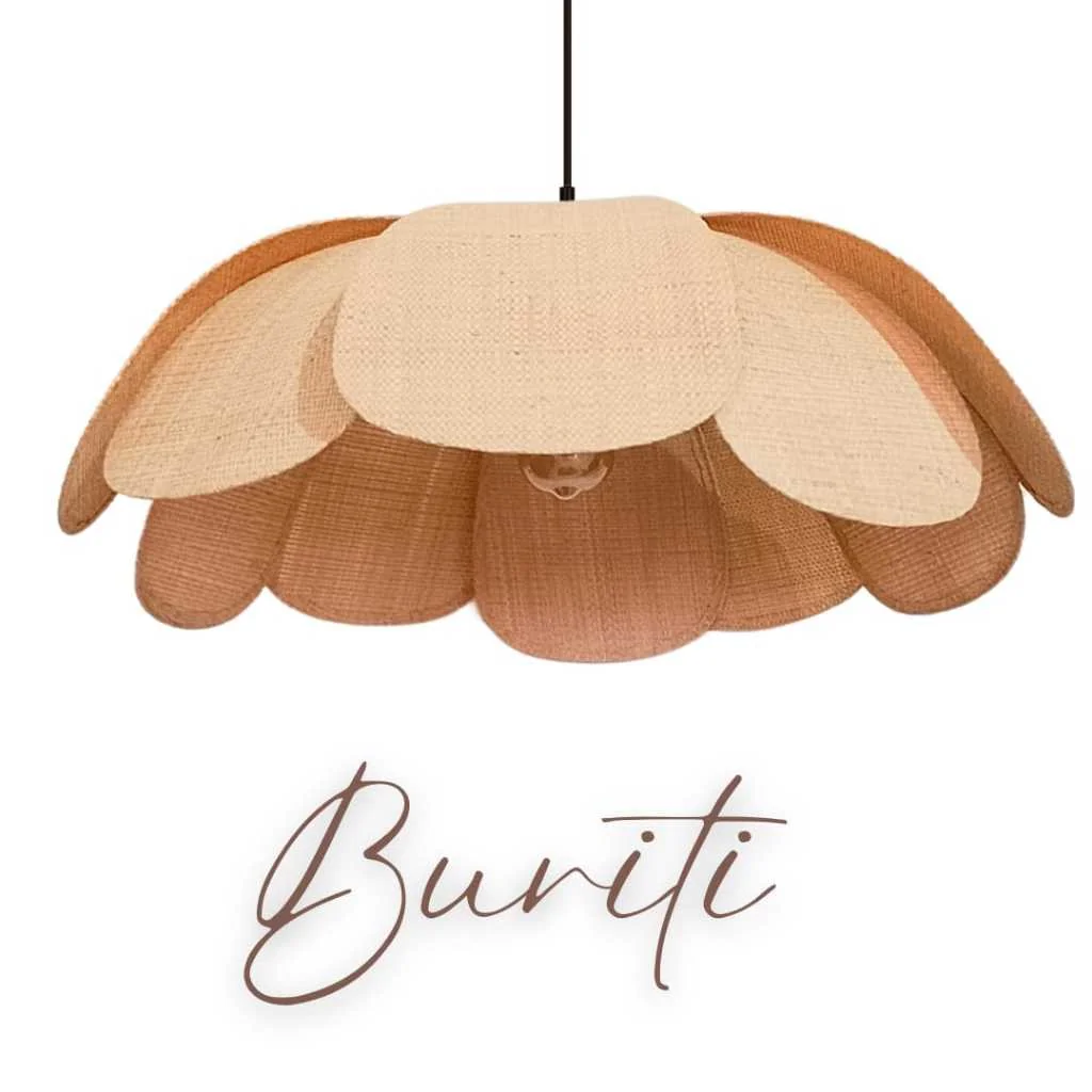 Luminária Pendente de Fibra de Buriti Natural Artesanal | Lustre Decorativo Sustentável – Casa Taika