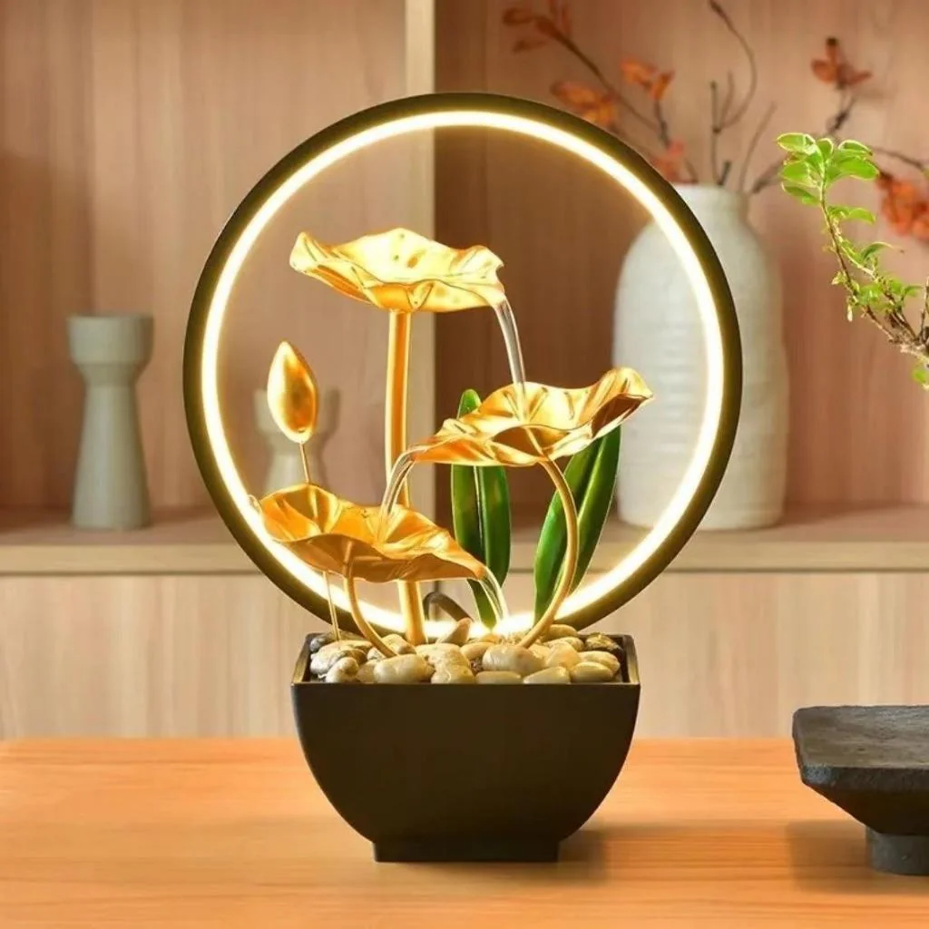 Luminária Decorativa Com Cascata e LED Circular - Decoração de Ambiente Moderno Luxuoso