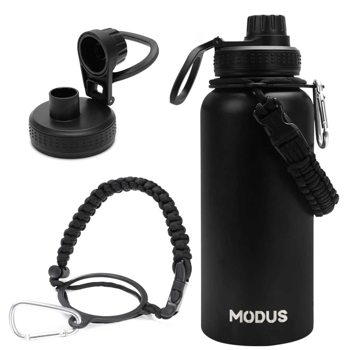 Garrafa Térmica De Água Isolada 950ml Quente & Frio De Aço Inox Com Alça (Preto)