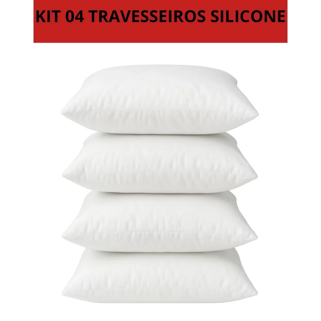 Kit 4 Travesseiro Pluma de Ganso Macio 70cm X 50cm Confortável Antialérgico - Sonho M&L Enxovais