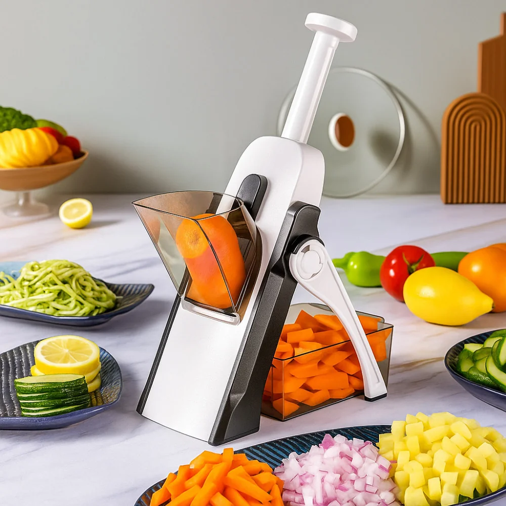🛍 Cortador de Legumes e Verduras Fatiador Mandoline 5 Funções Para Cortar Batata e Vegetais Cozinha