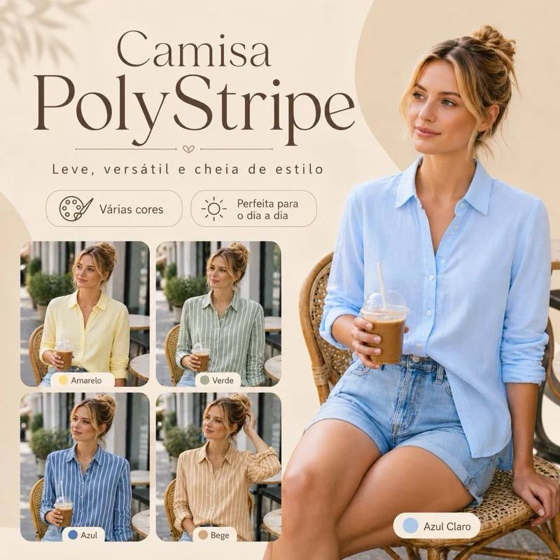 Camisa de botão feminina linho poliester saída de praia verão