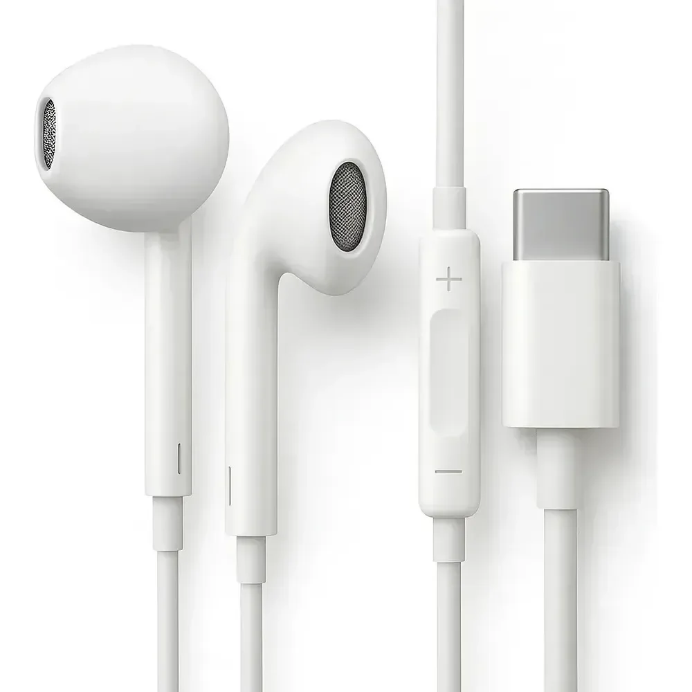 Fones De Ouvido Usb-c Tipo C Com Microfone Integrado Som Estéreo Alta Qualidade Controle De Chamadas Compatível Com... Branco
