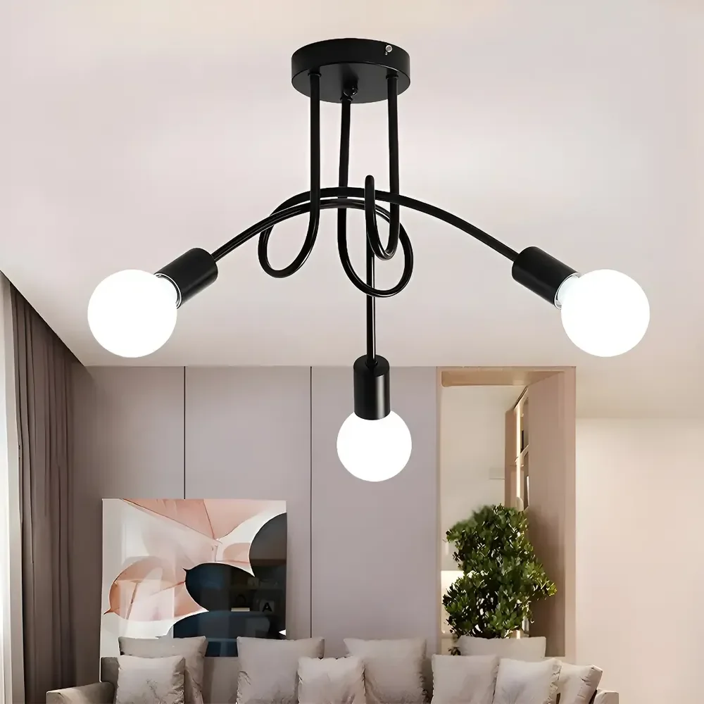 Luminária De Teto Lustre Moderno Sala De Jantar 3 Lâmpadas 127/220v Preto