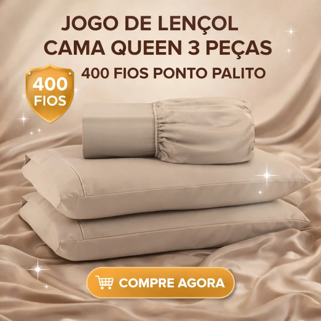 Jogo De Lençol Cama Queen 3 Peças 400 Fios Ponto Palito Cores