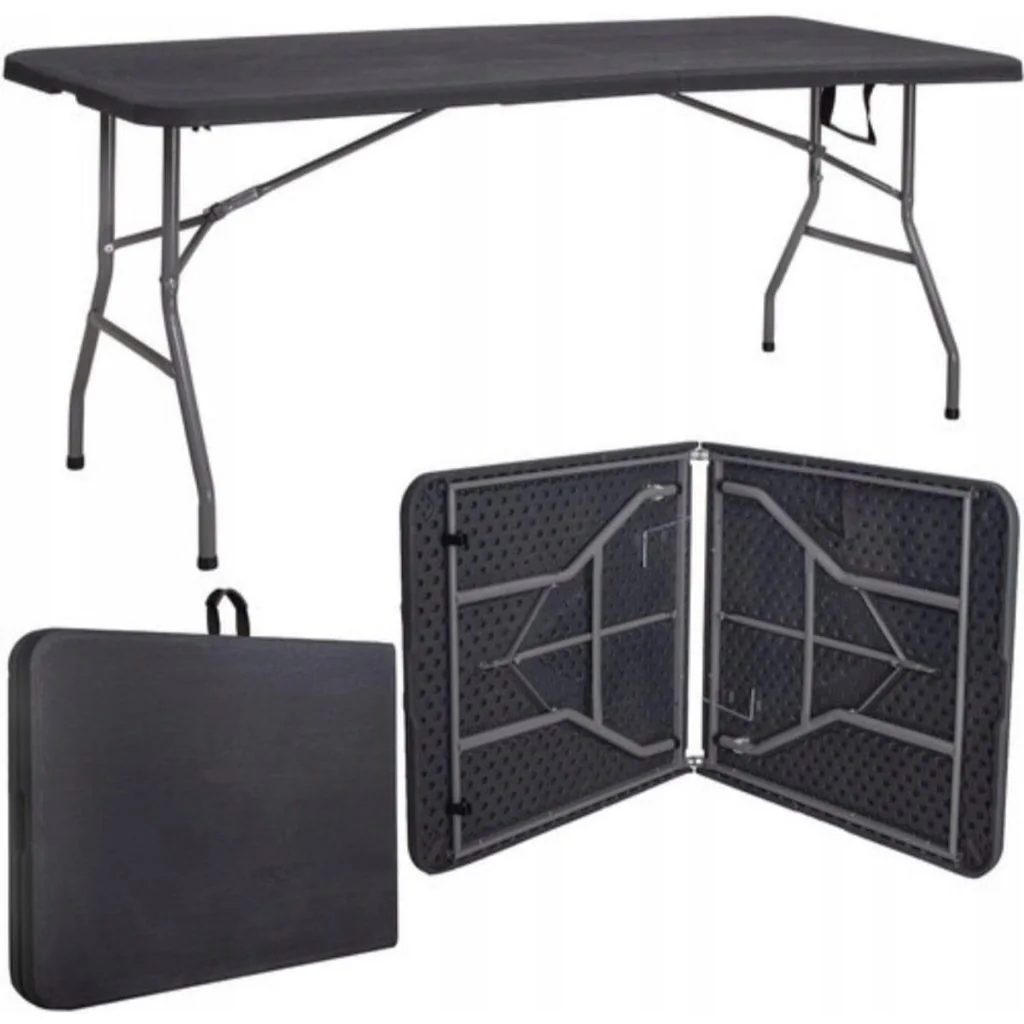 Mesa Dobrável Vira Maleta com Alça Portátil 1.80m Camping Pesca Jardim Área Externa Interna Luvinco