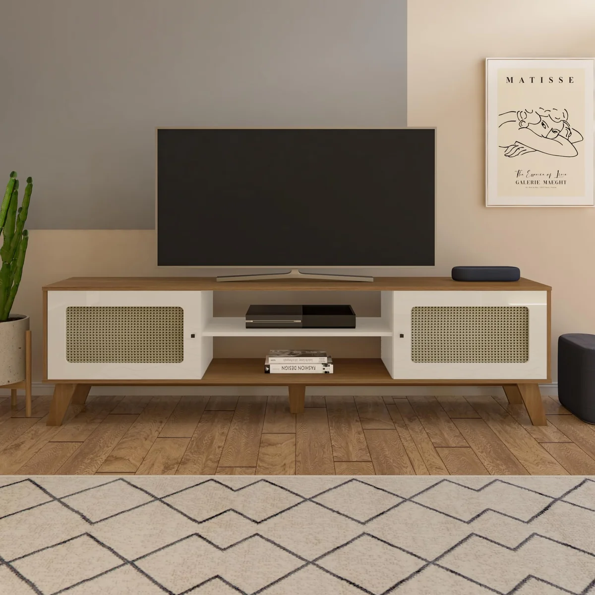 Artely Rack Charlotte para Tv até 75" com 2 Portas, Cinamomo/Off White