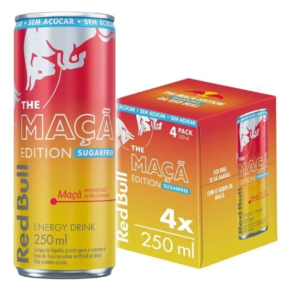 Pack De 4 Latas Red Bull Energético, Maçã Sem Açúcar, 250ml