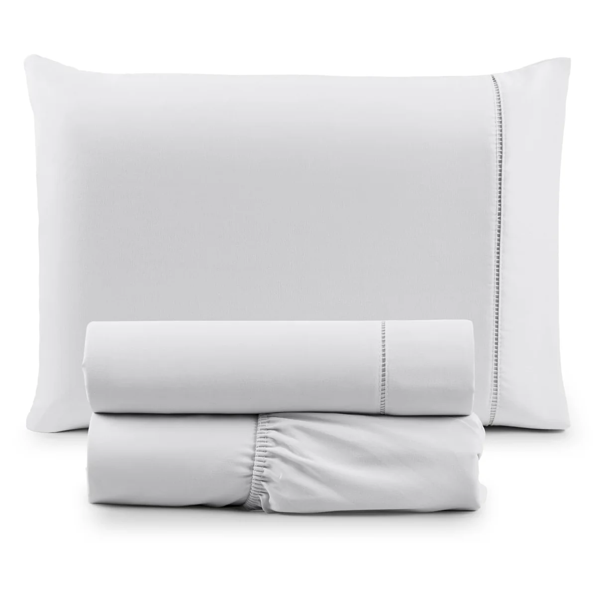 Jogo de Cama Classic Solteiro Percal 400 Fios Ponto Palito 03 Peças, Antiácaro, Anti-pilling com Toque Macio - Branco