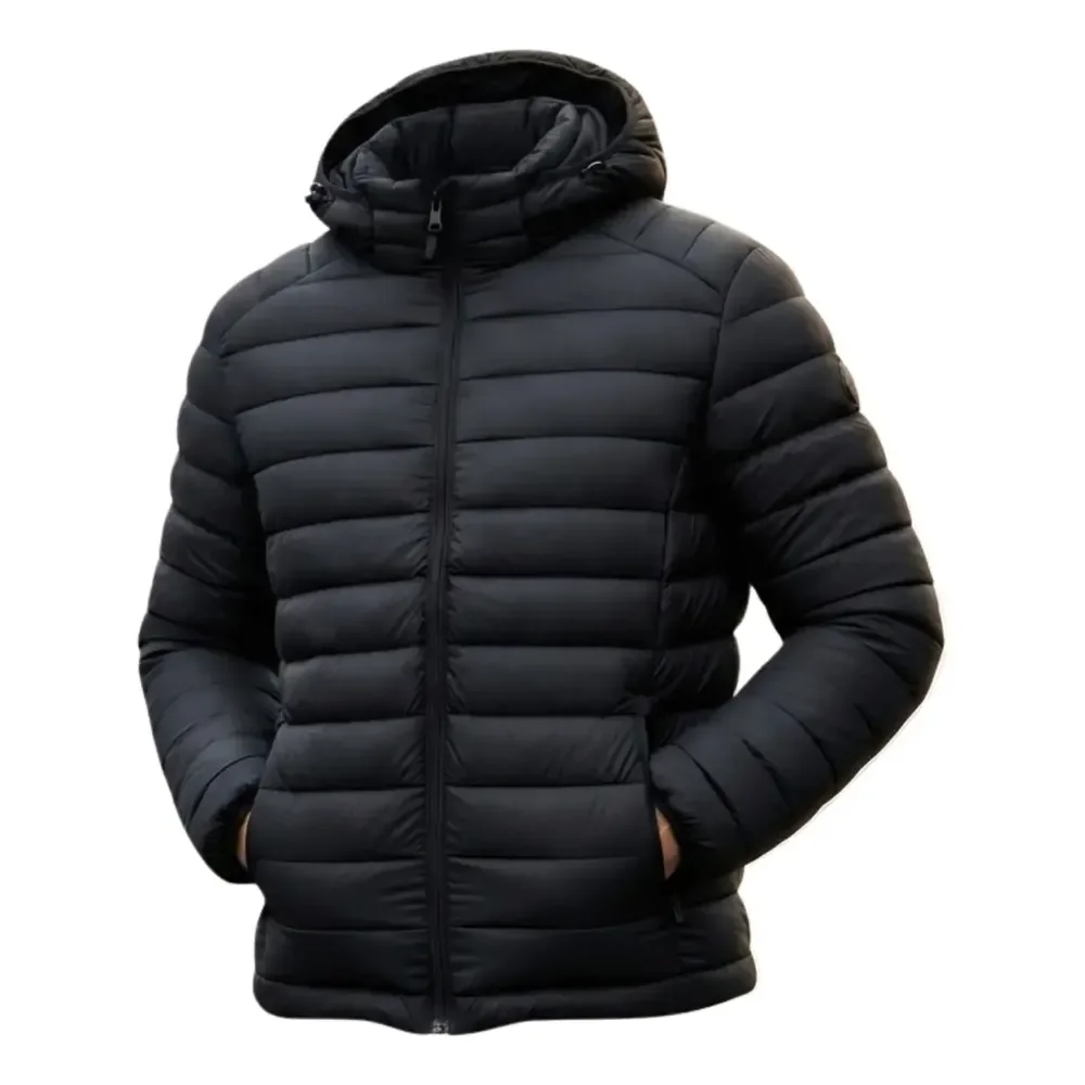 Jaqueta Puffer De Frio Intenso Blusa Impermeável Inverno Preto G Liso Ondulado