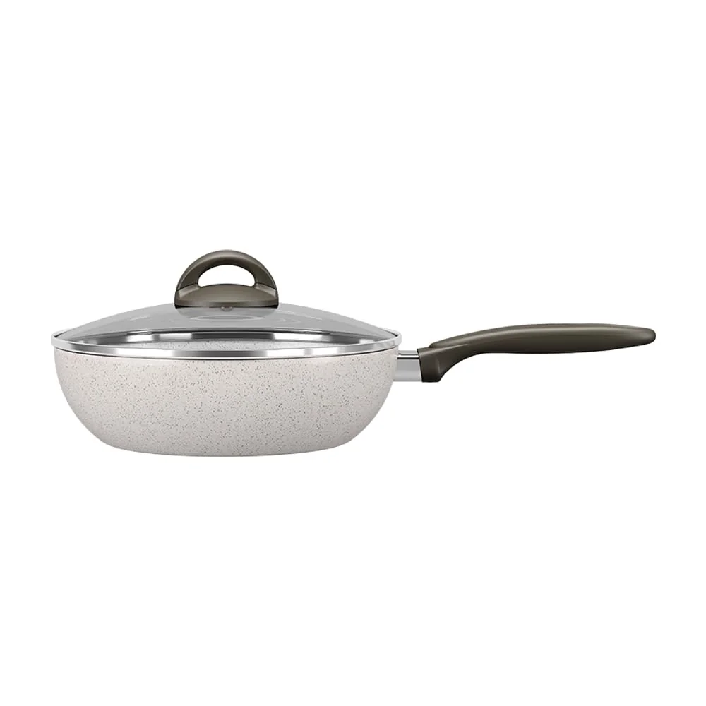 Brinox Wok com Tampa 28Cm 4,1L Ceramic Life Suprema Vanilla