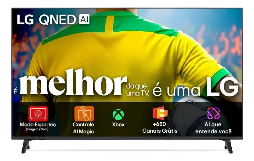 Smart TV 4K 86" LG QNED73 Portal de Games Processador AI α7 Ger8 4K Super Upscaling Google Cast Integrado Controle AI Magic WebOS 25 Modo Esportes Alerta de Esportes