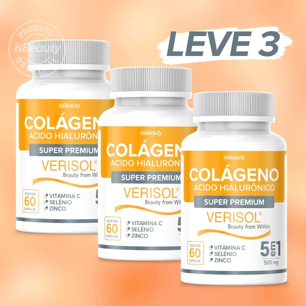 🛍️ Kit 3 Colágeno Hidrolisado Verisol Original com Vitamina C, Selênio e Zinco - 180 Cápsulas