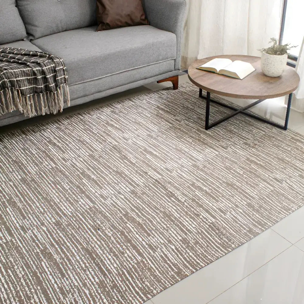 Tapete Para Sala Antiderrapante Jacquard Marrom 140x200cm Lavável 2 M 1.4 M