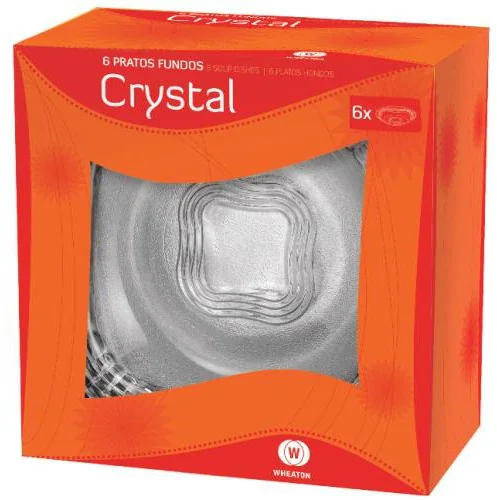 CRYSTAL - CONJ PRATO FUNDO C/ 06 PC 22X22X12 CM - CAIXA C/ 6 PEÇAS