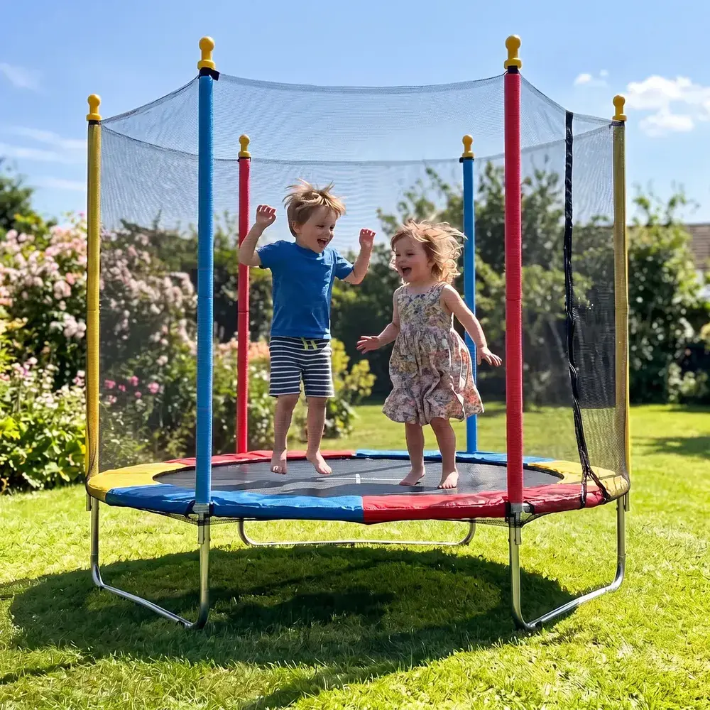 Cama Elástica Infantil Justfun 1,8 m Colorida com Rede de Proteção para 100 kg