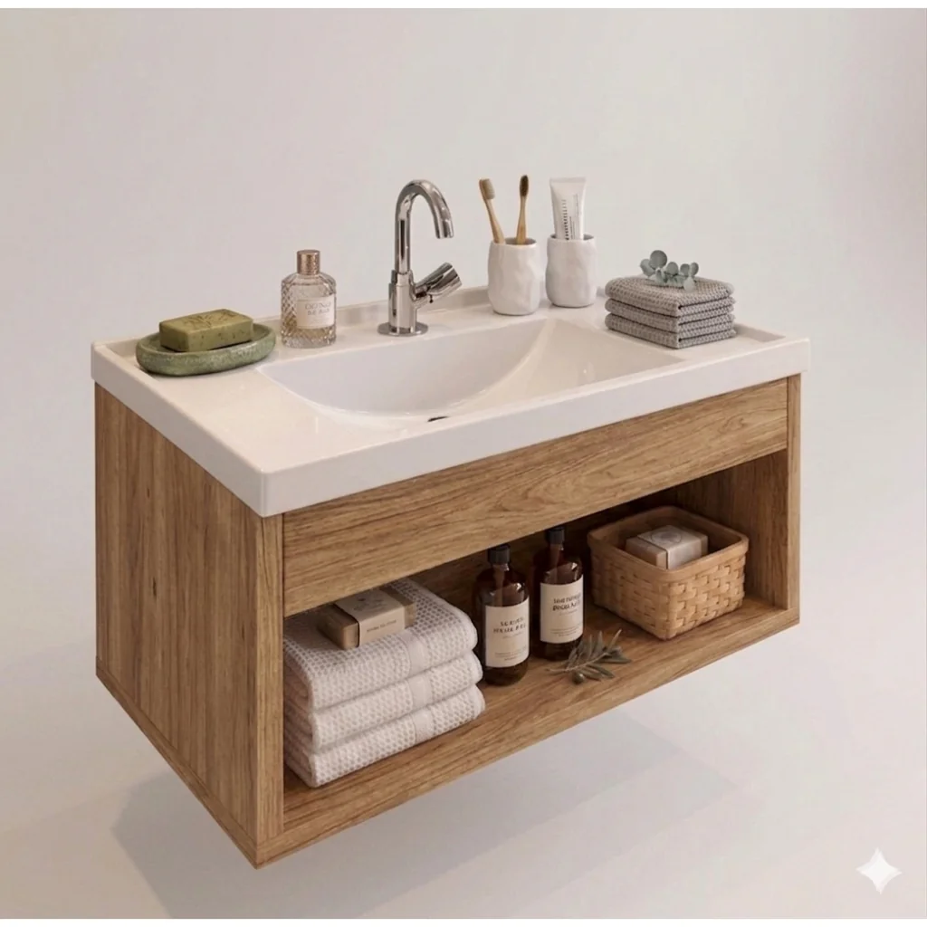 Gabinete de Banheiro Completo em Mdf Lavabo Premium e Cuba Inclusos