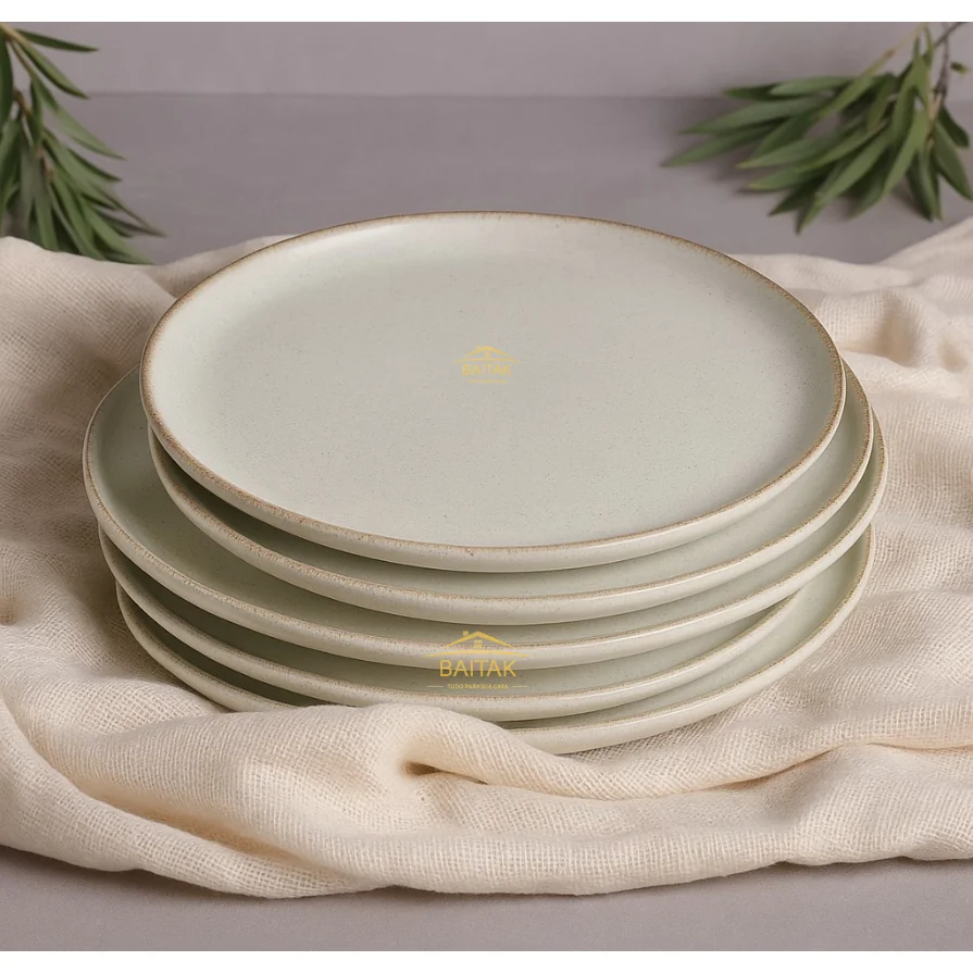 Kit 6 Pratos Raso Moderno 100% Porcelana 27 cm