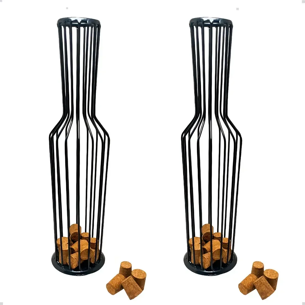 Porta Rolhas Vinho Metal Casa Útil 2l Garrafa Preta Decoração Preto