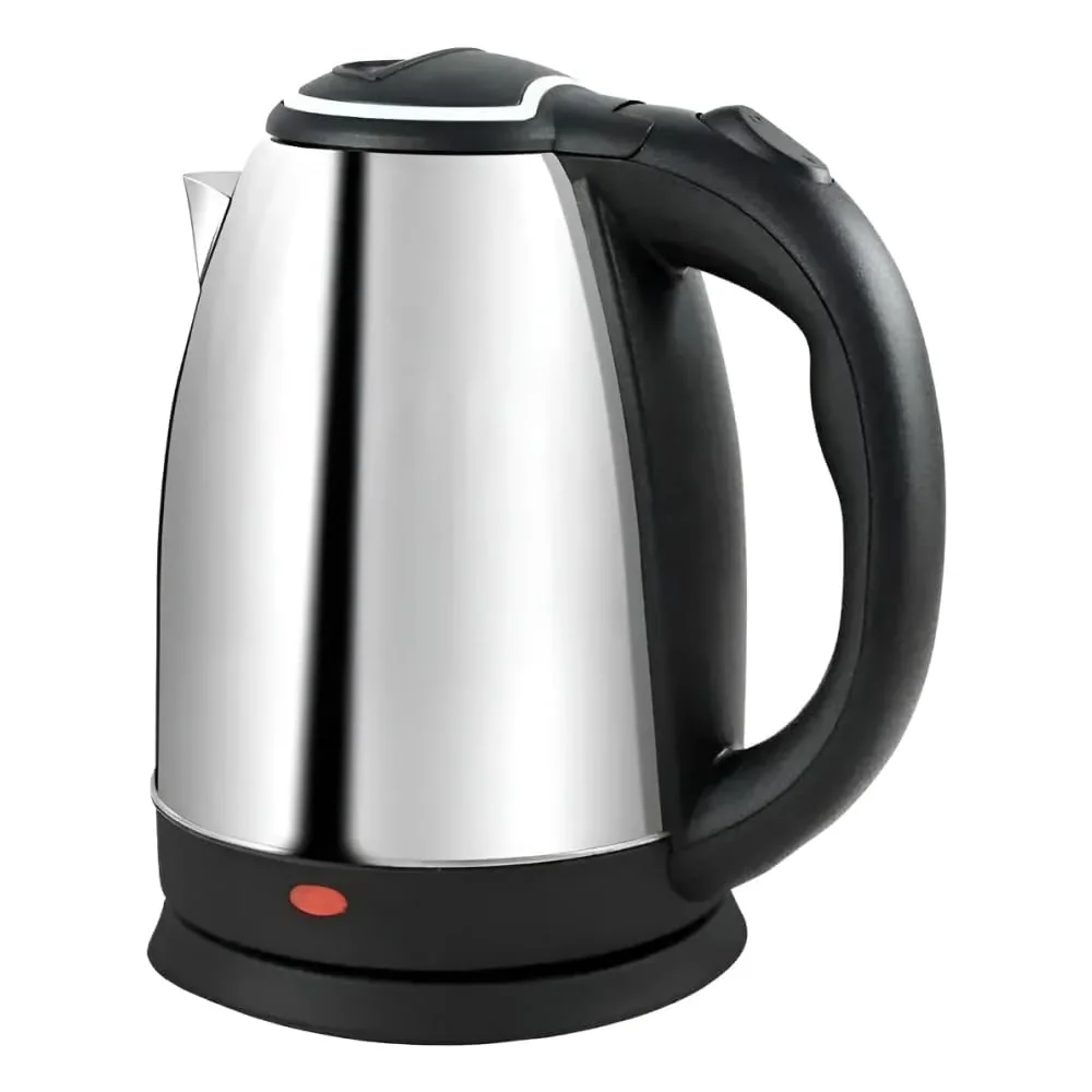Chaleira Elétrica 220V Inox 2L Aquecimento Rápido Desligamento Automático | Desligamento Automático, Aço Inoxidável, Design Compacto, Base Giratória, Indicador Luminoso