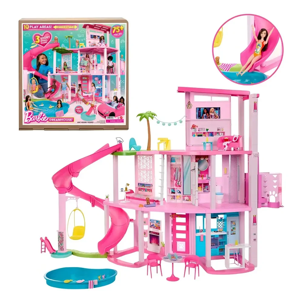 Casa Dos Sonhos Da Barbie Conjunto De Brinquedos Com Piscina E Acessórios Com 2 Andares Para Crianças A Partir De 3 Anos