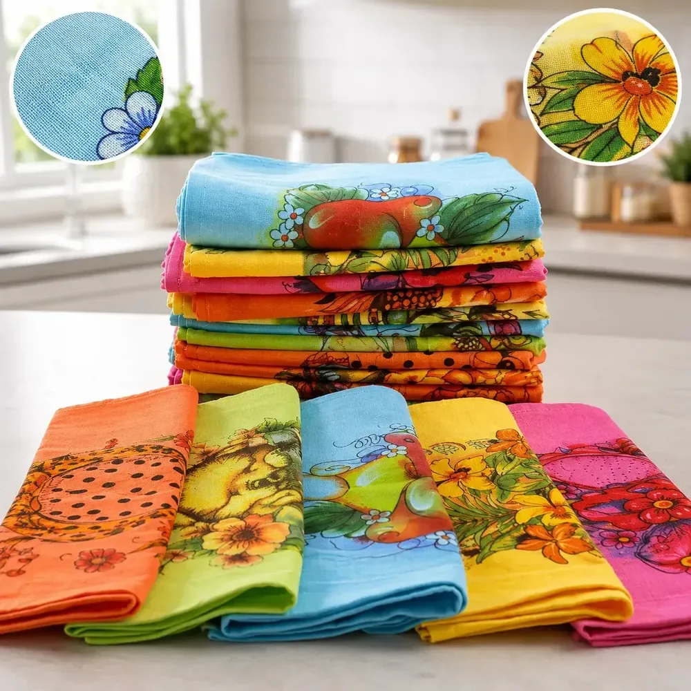 Pano Prato Atacado Estampado Colorido Premium Kit 10 Peças
