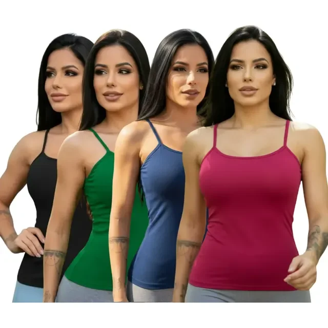 Kit 4 Regatas C/bojo Alcinha Feminina Dia A Dia Básica Leve