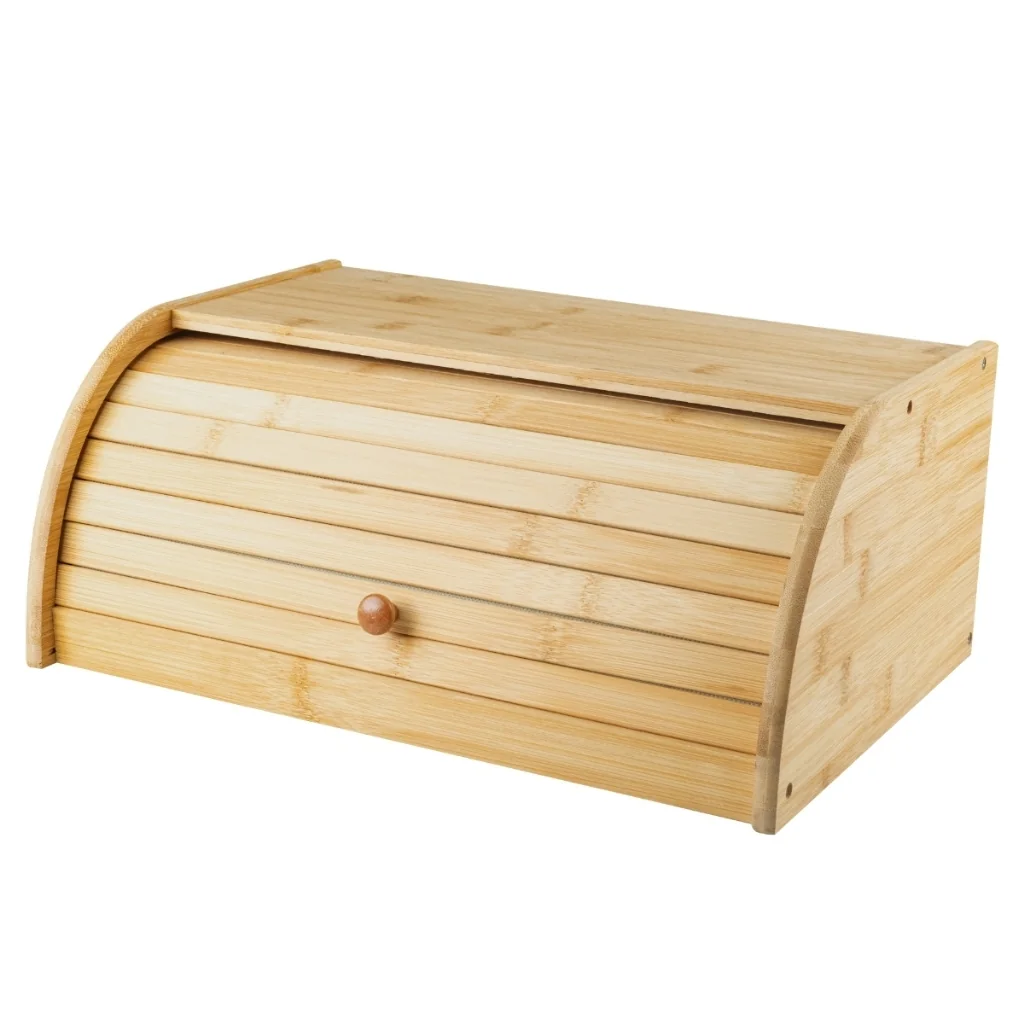 Organizador Porta Pão Grande Armazenar Servir Pães Tampa Basculante Premium Luxo Sense Ou - Bambu