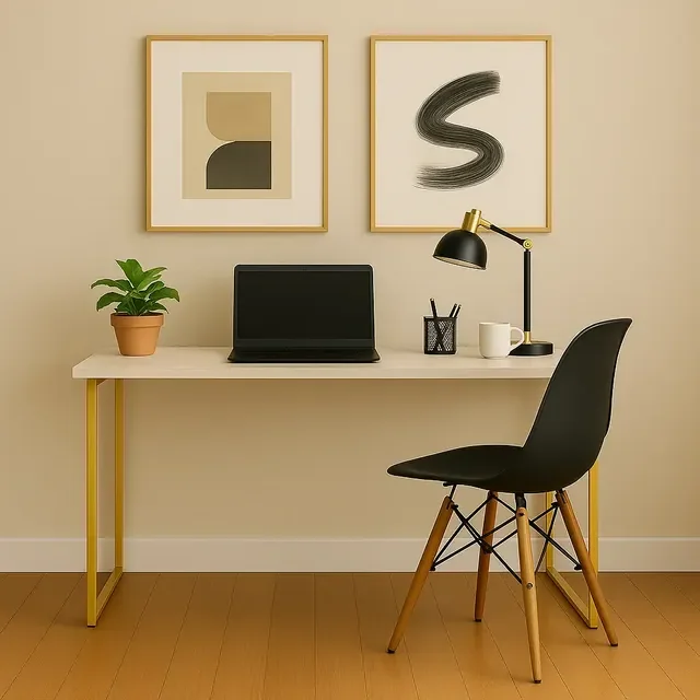Escrivaninha Industrial 110cm  Mesa Estudo Aparador Pés Aço