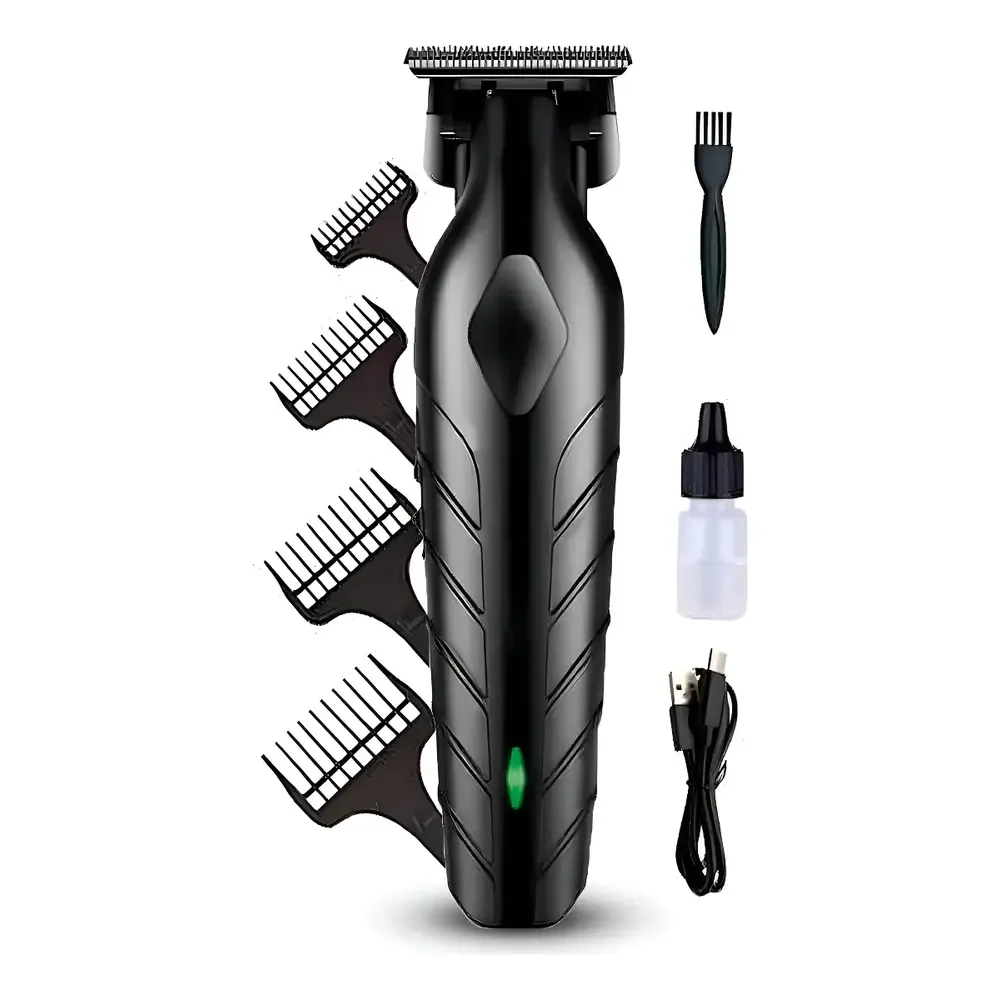Máquina De Corte Acabamento Sem Fio Aparador Cabelo Barba Profissional Preta Preto 127/220v
