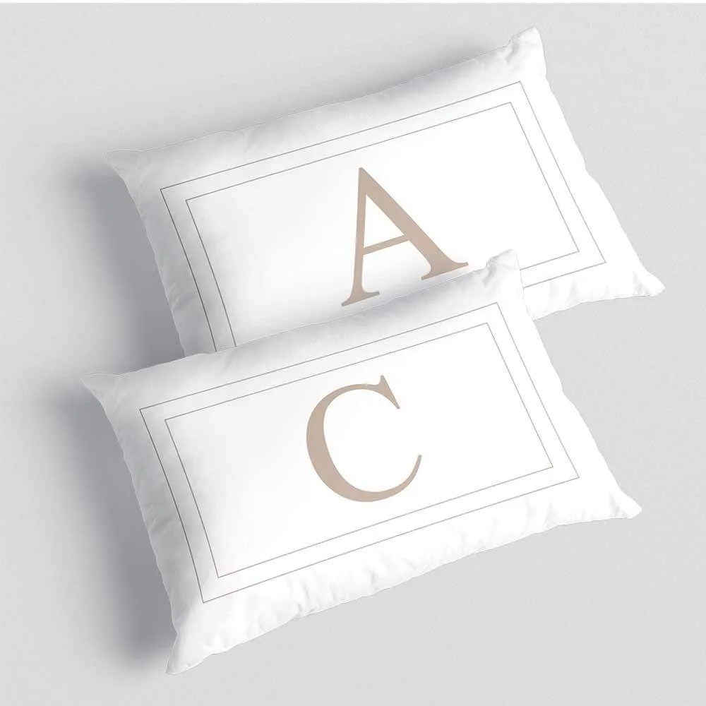 Kit 2 Capas de Almofadas Letras Iniciais Cama Casal baguete 30x50cm
