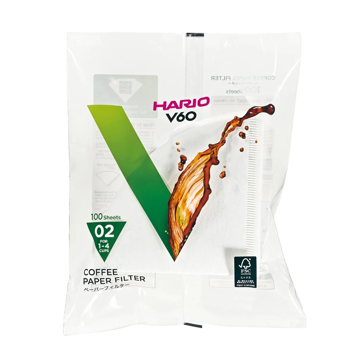 Filtro de Papel para Coador de Café V60, Tamanho 02, Pacote com 100 Hario 0 Branco(Pacote pode variar)